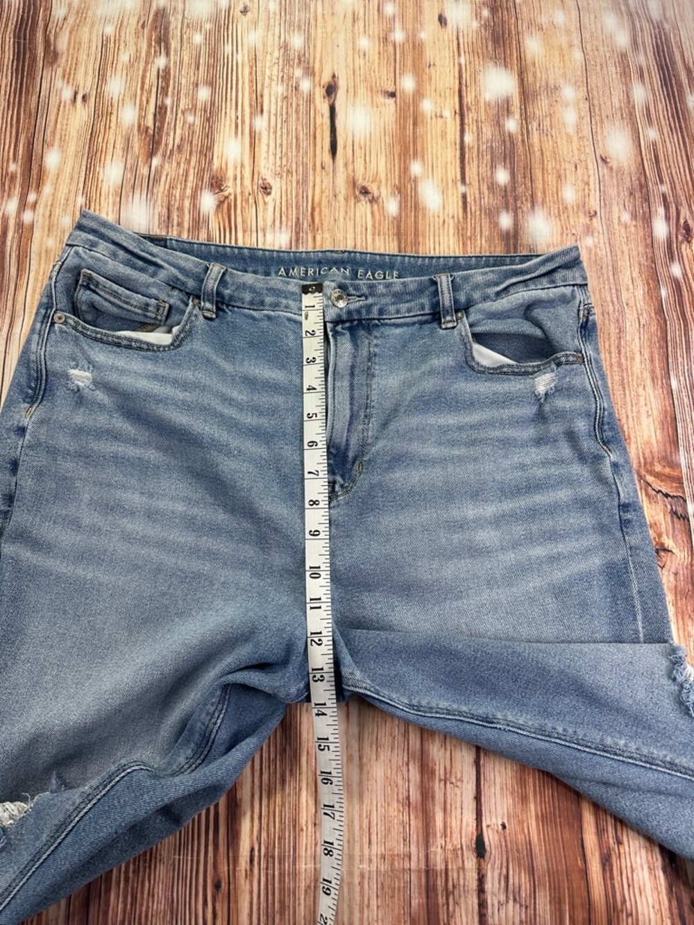American Eagle Curvy Mom Distressed Women's Jeans - Blue Size 16 - Picture 8 of 14